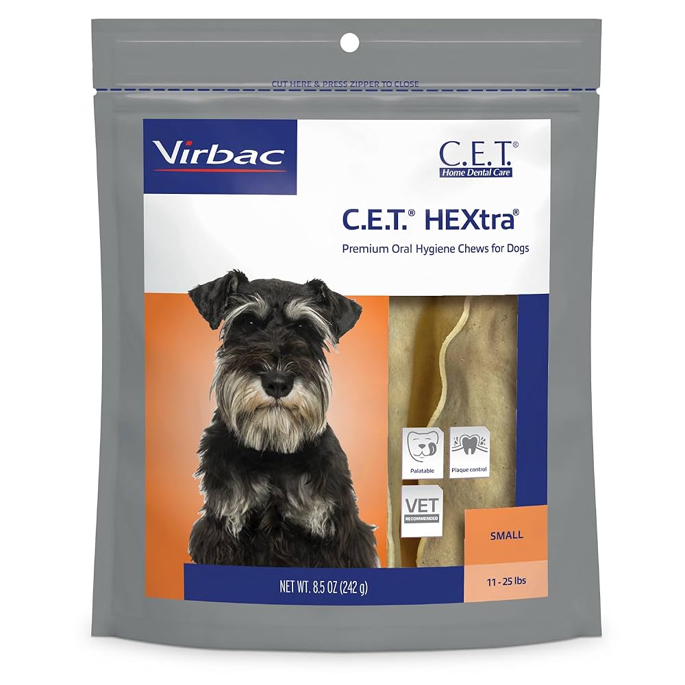 virbac c.e.t. hextra premium dental oral hygiene chews for dogs, 30 ct, medium