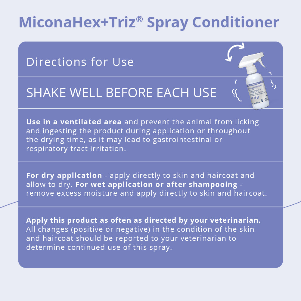 miconahex+ triz spray for dogs  cats  and horses, 8 oz