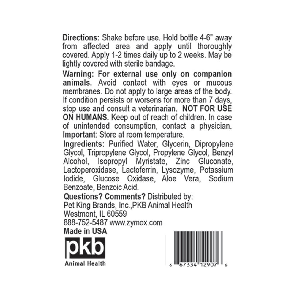 zymox spray without hydrocortisone  2 oz