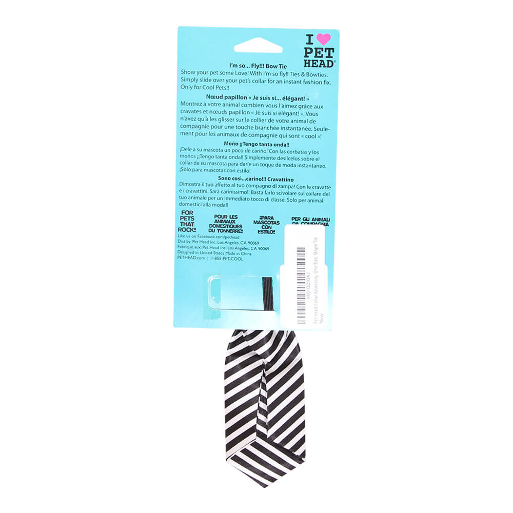 pet head i'm so fly black & white stripe tie