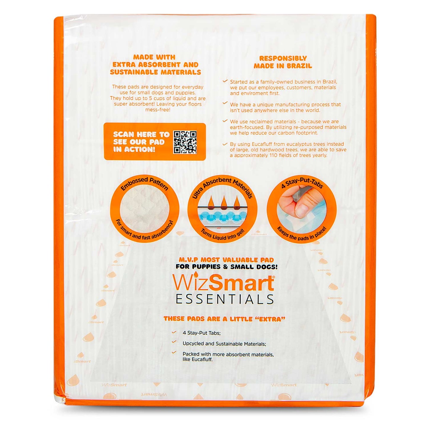 wizsmart essentials large dog pads, 23.5" x 22", extra absorbent puppy training pads, indoor potty pads, leakproof gel pads for small dogs, crate, house, travel, eco-friendly, non-slip - 100 count
