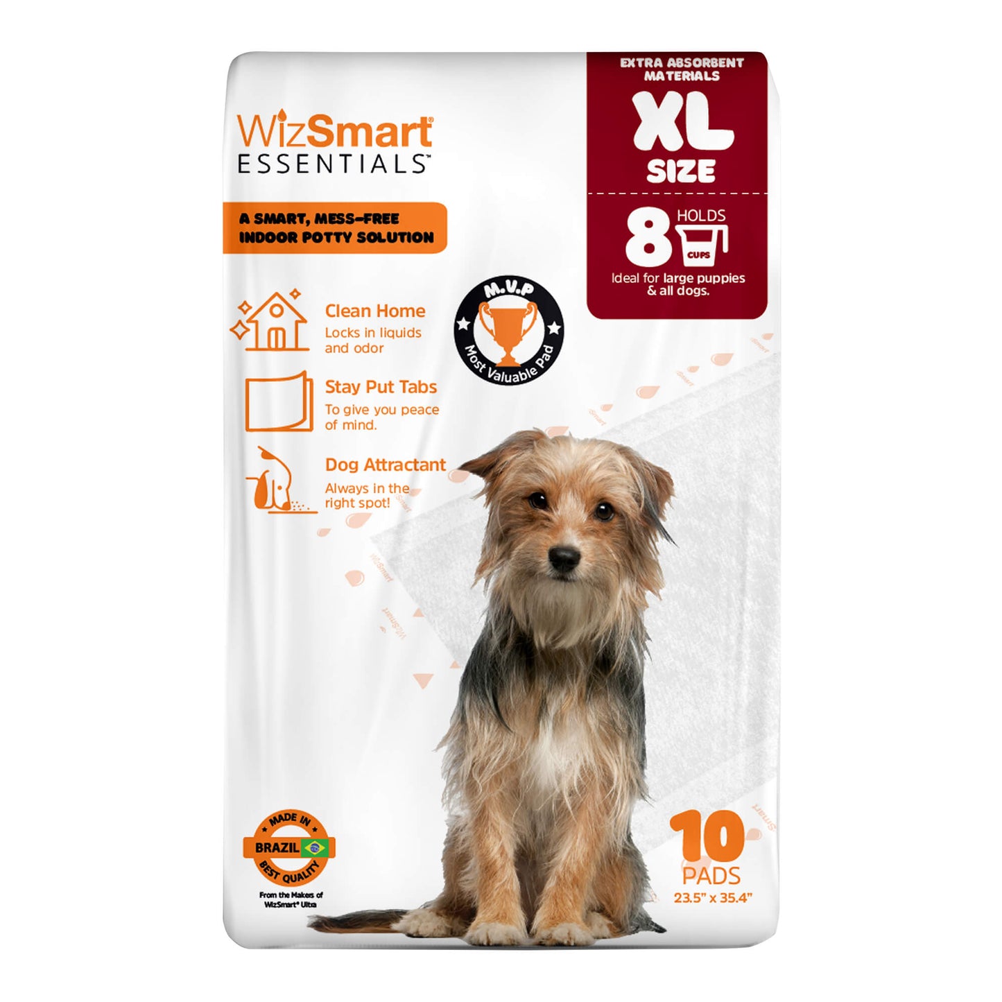 wizsmart essentials pads xl – extra large dog pads 23.5" x 35.4", disposable absorbent pads for large dogs, puppies, senior dogs, incontinence, urine, water, potty training, home, travel - 10 count