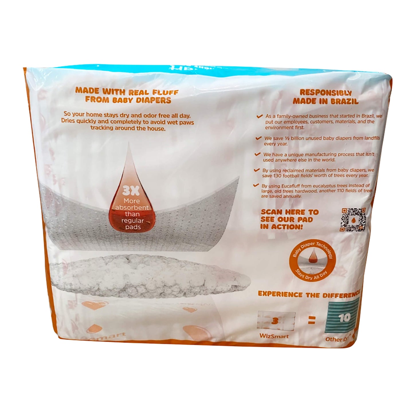 wizsmart heavyweight dog pads – absorbent, leak-proof pet training pads with stay put tabs – indoor & outdoor use for small dogs, crates, travel –  eco friendly upcycled materials, 50 count