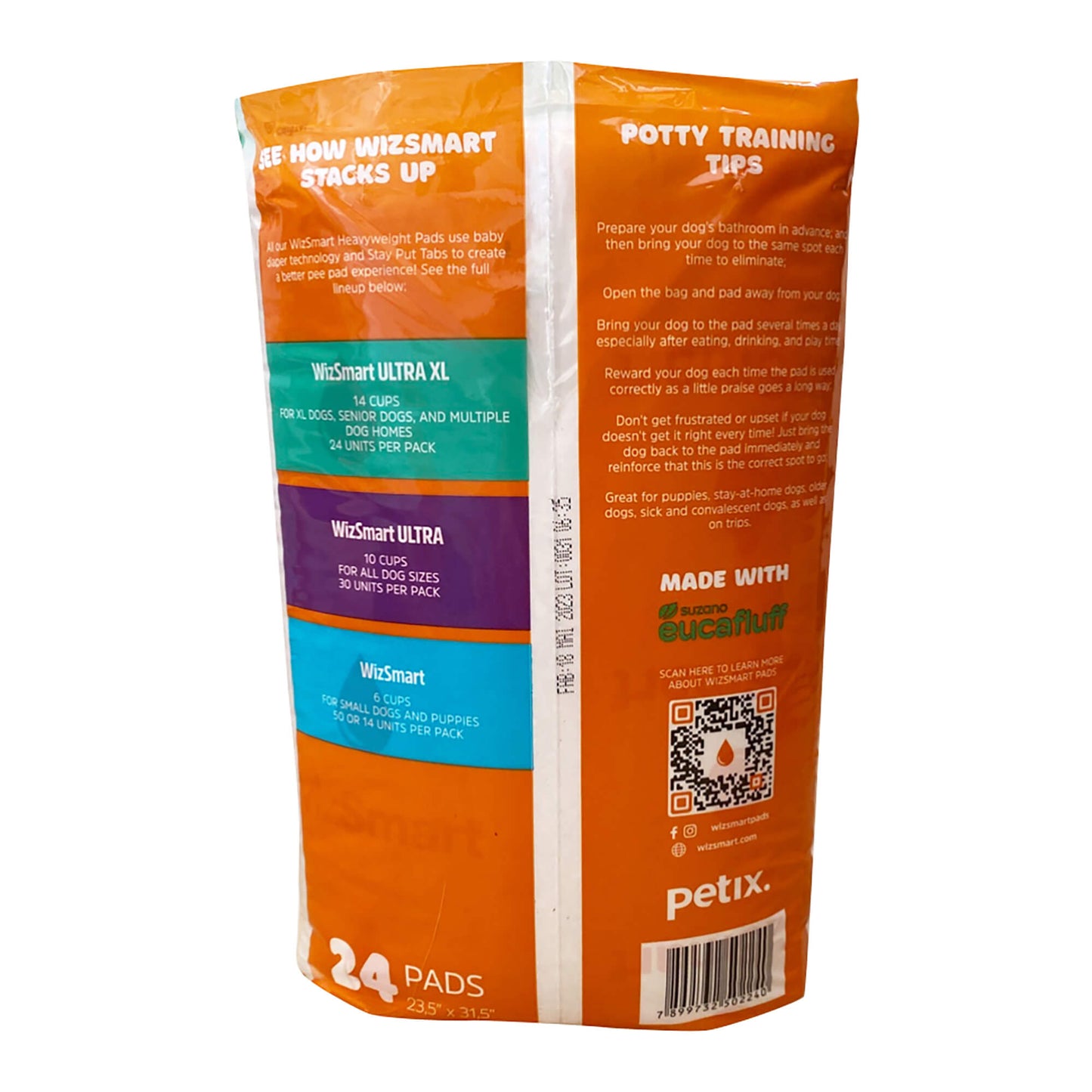 wizsmart heavyweight dog pee pads for large dogs, puppies, seniors – ultra absorbent, leak proof, odor control, quick dry, xl training pads with stay put tabs – 23.5" x 31.5", 14 cup capacity