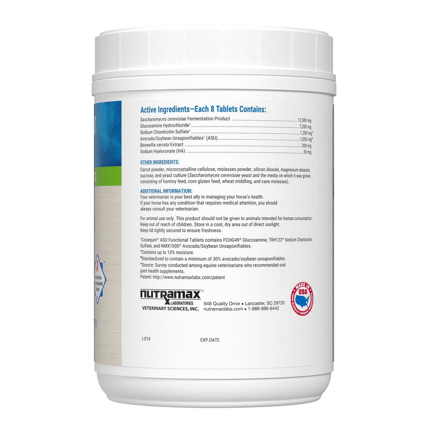 nutramax cosequin asu joint & digestive health functional tablets for horses, 240 tablets