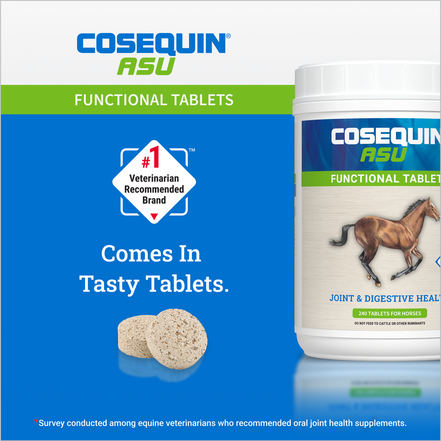 nutramax cosequin asu joint & digestive health functional tablets for horses, 240 tablets