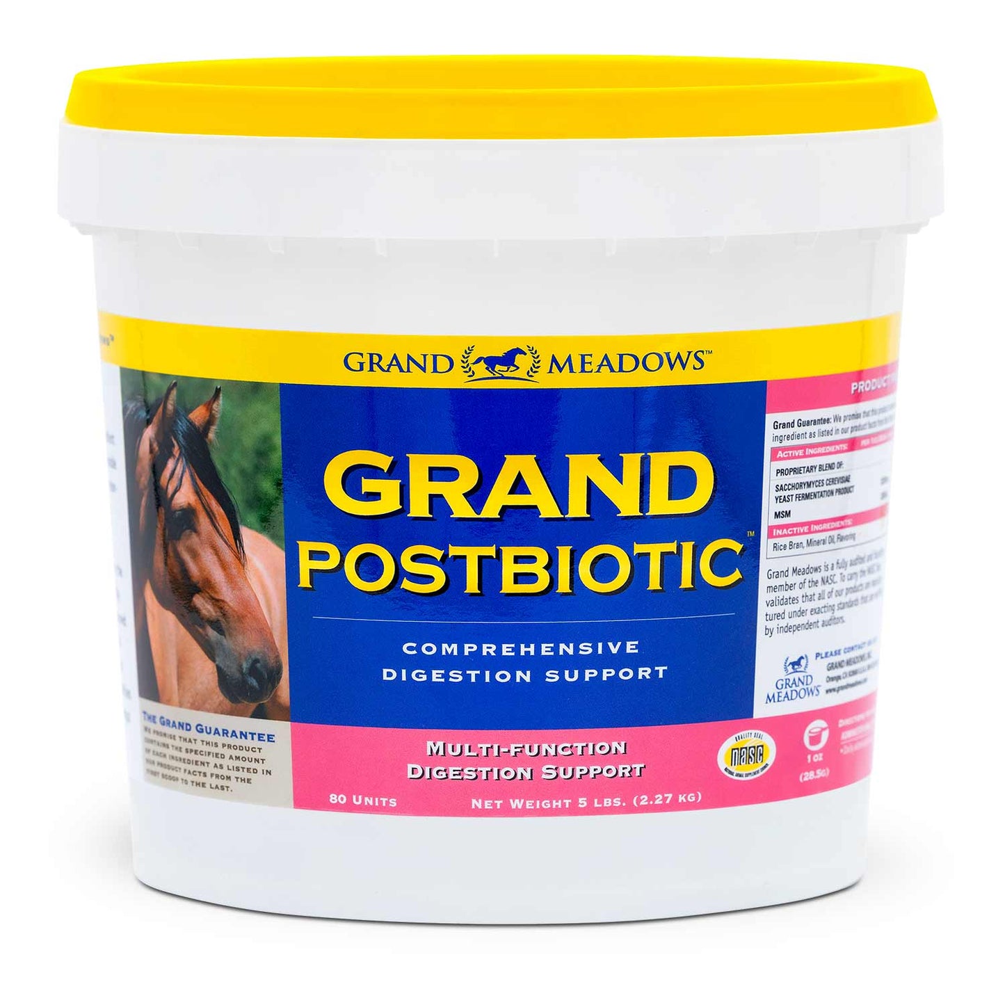 grand postbiotic digestion supplement for horses, 5 lb – equine gut health powder with postbiotics, probiotics, prebiotics – daily horse nutrition for digestive balance, immune support, performance