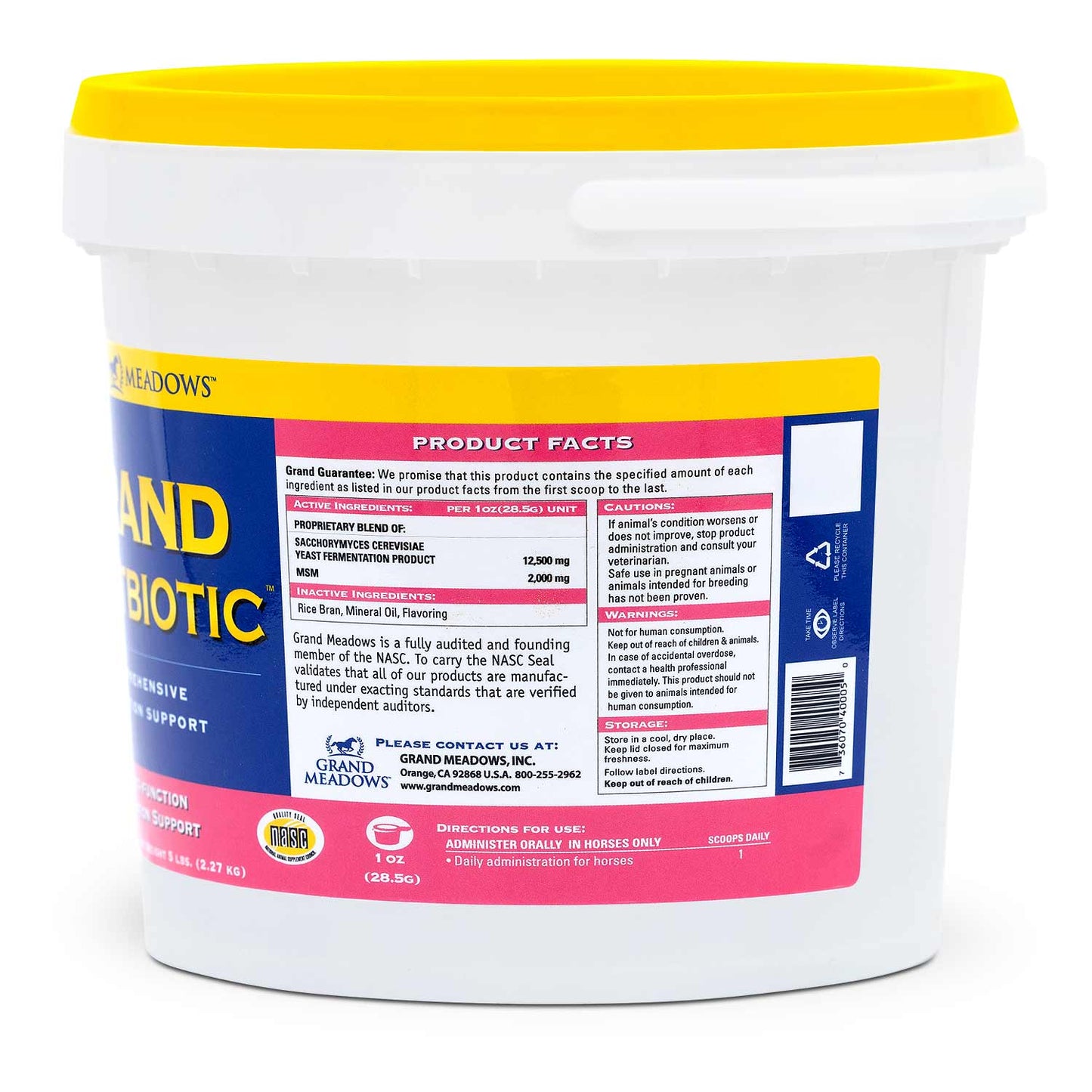 grand postbiotic digestion supplement for horses, 5 lb – equine gut health powder with postbiotics, probiotics, prebiotics – daily horse nutrition for digestive balance, immune support, performance