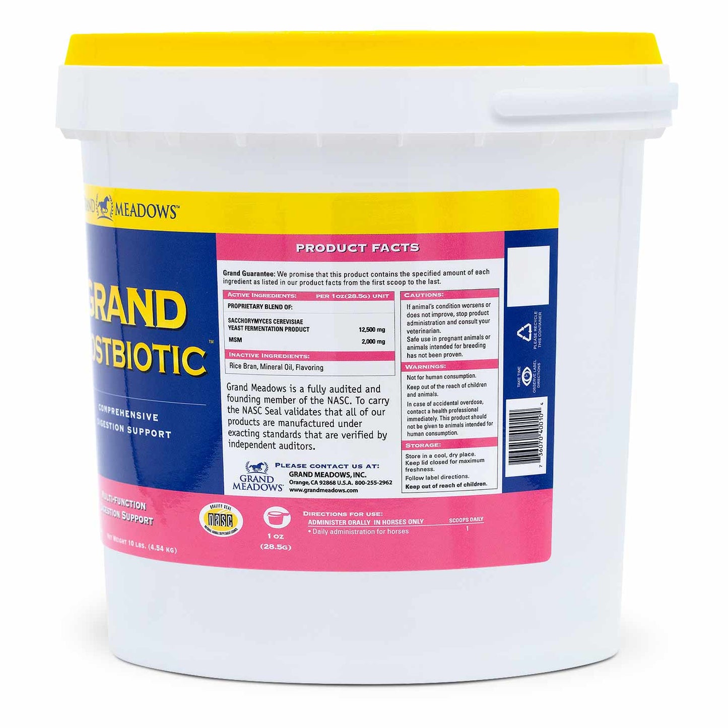 grand postbiotic digestion supplement for horses, 10 lb – equine gut health powder with postbiotics, probiotics, prebiotics – daily horse nutrition for digestive balance, immune support, performance