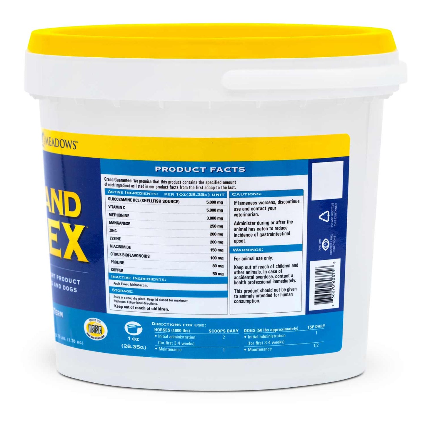 grand flex joint supplement for horses – glucosamine, collagen, amino acids, lysine, vitamins & minerals, joint support, mobility, performance, active & aging horses, daily wellness – 3.75 lb