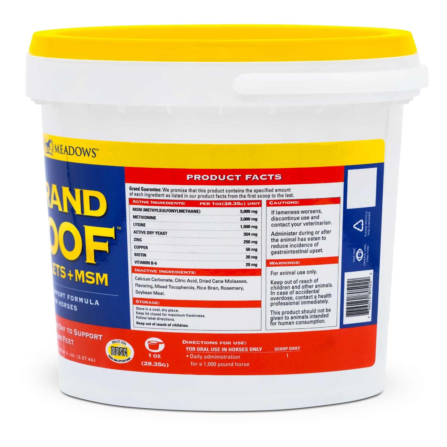 grand hoof pellets with msm supplement for horses, 5 lb