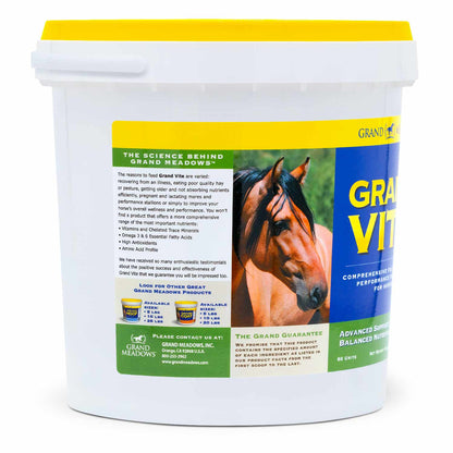 Grand Vite Horse Vitamins Supplement, 10 lb – Full Spectrum Equine Vitamins, Minerals, Amino Acids, Biotin, Omega – Daily Nutritional Support for Coat, Digestion, Senior & Breeding Horses