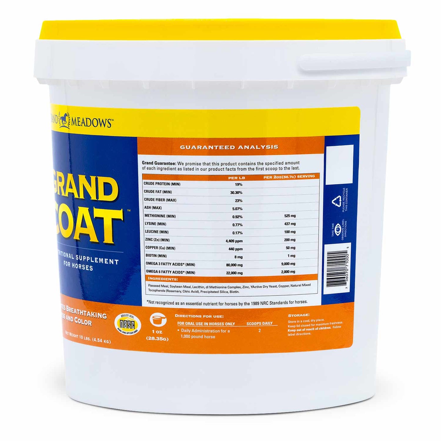 grand coat skin & coat supplement for horses, 10 lb