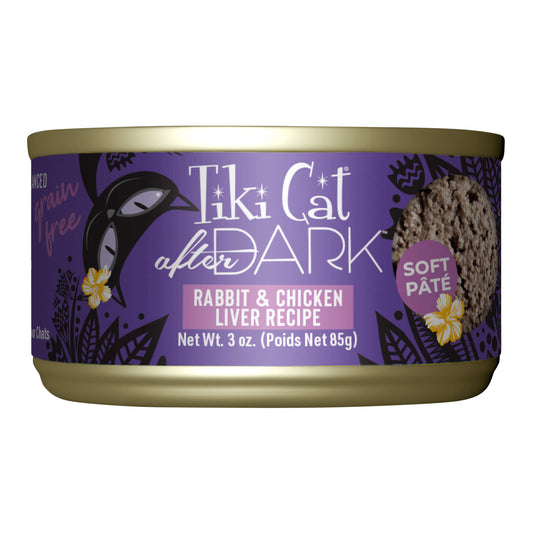 Tiki Cat After Dark Pate Wet Cat Food, Rabbit & Chicken Liver, 3 oz. Cans, 12 Count
