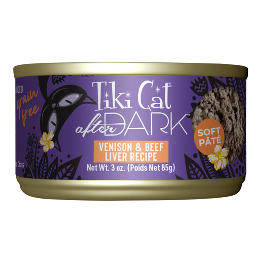 Tiki Cat After Dark Pate Wet Cat Food, Wild Venison & Beef Liver, 3 oz. Cans, 12 Count