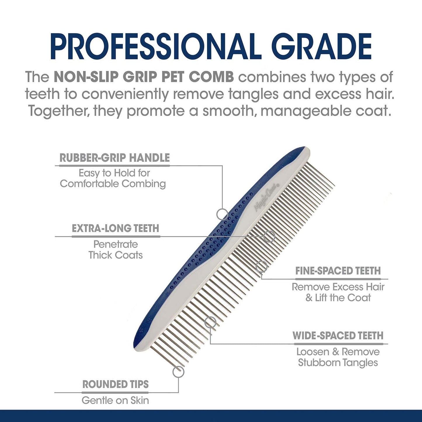magic coat professional series non-slip grip pet comb
