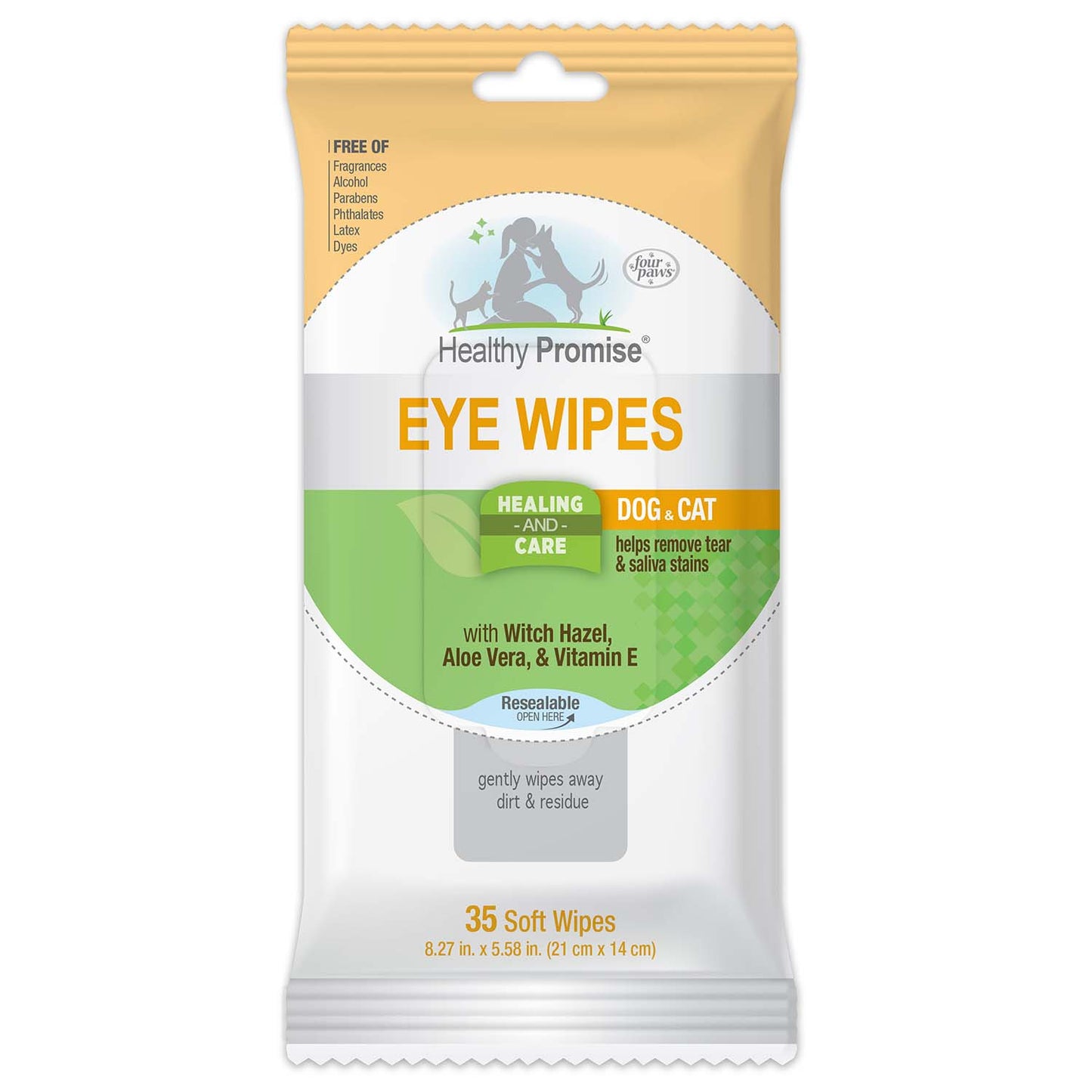 healthy promise cat & dog eye wipes (35 count)