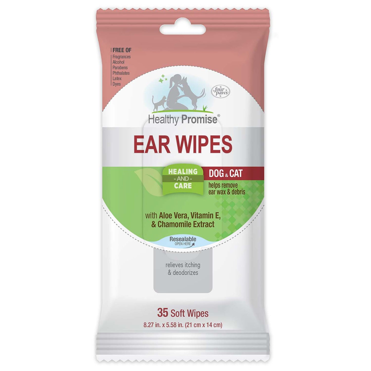 healthy promise cat & dog ear wipes (35 count)