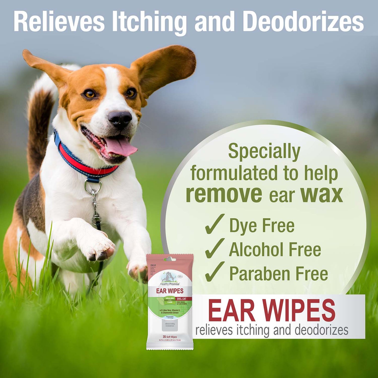 healthy promise cat & dog ear wipes (35 count)