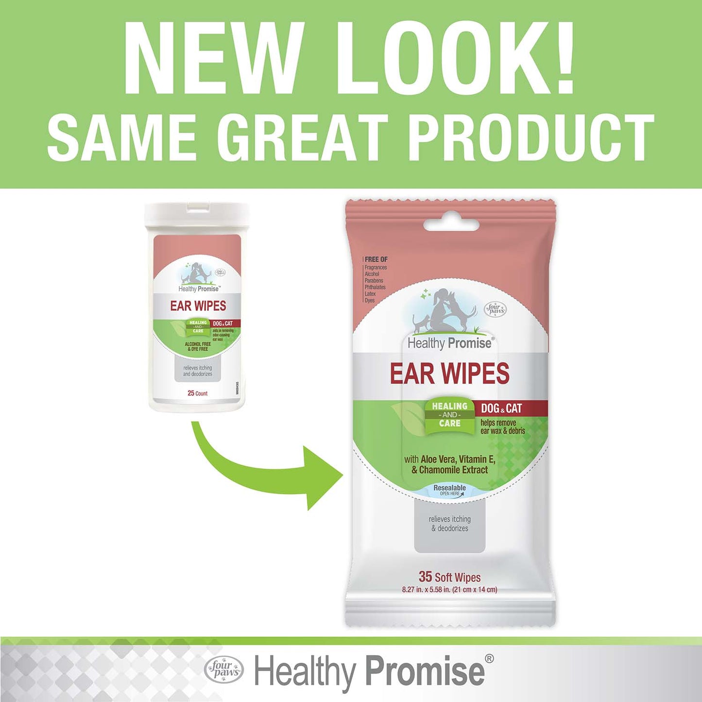 healthy promise cat & dog ear wipes (35 count)