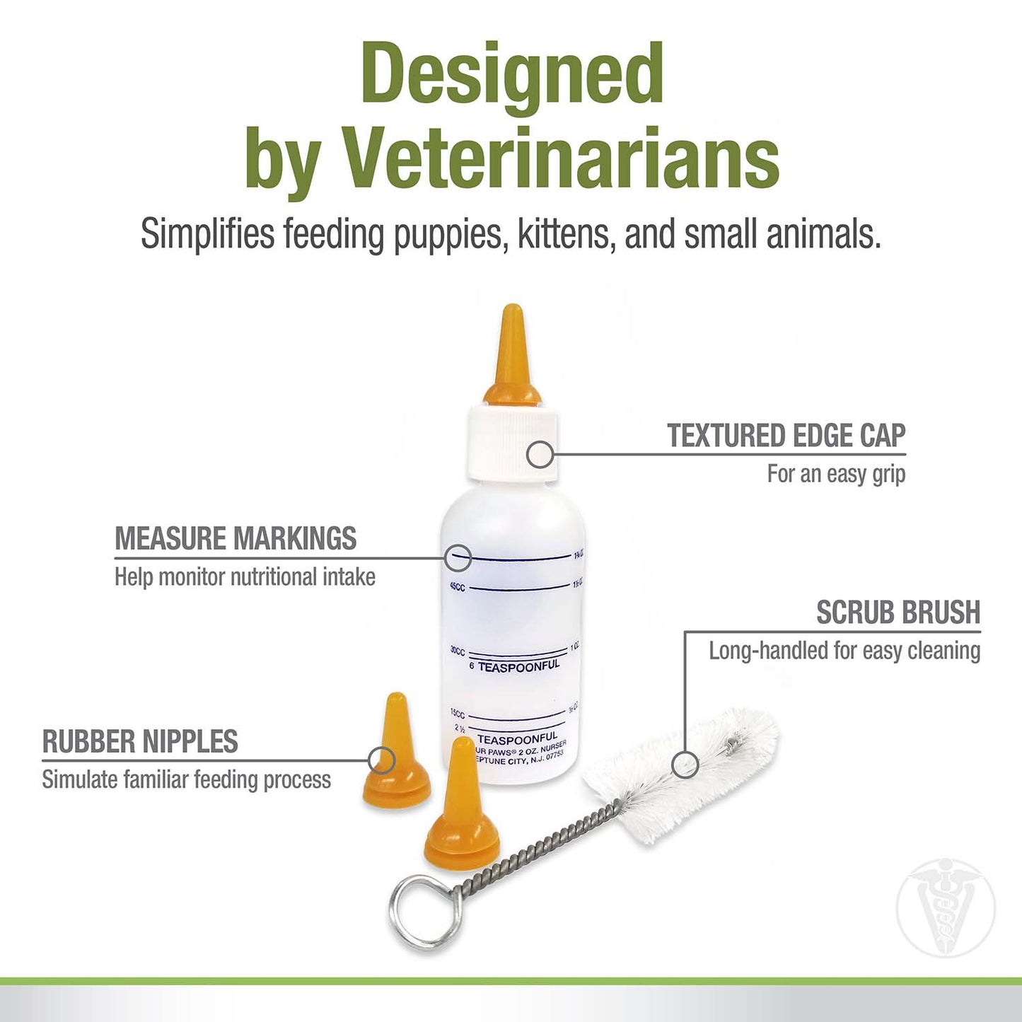 pet nursing kit, bottle and brush, 2 ounce
