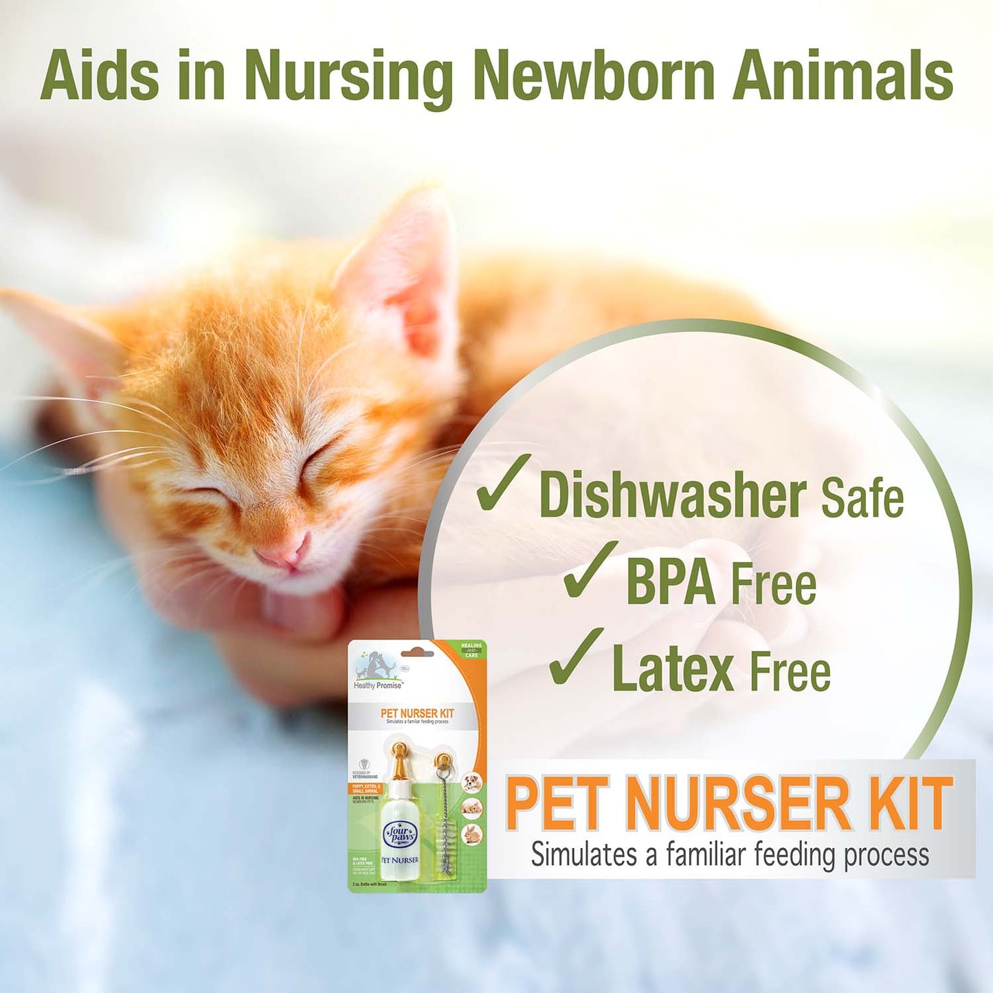 pet nursing kit, bottle and brush, 2 ounce