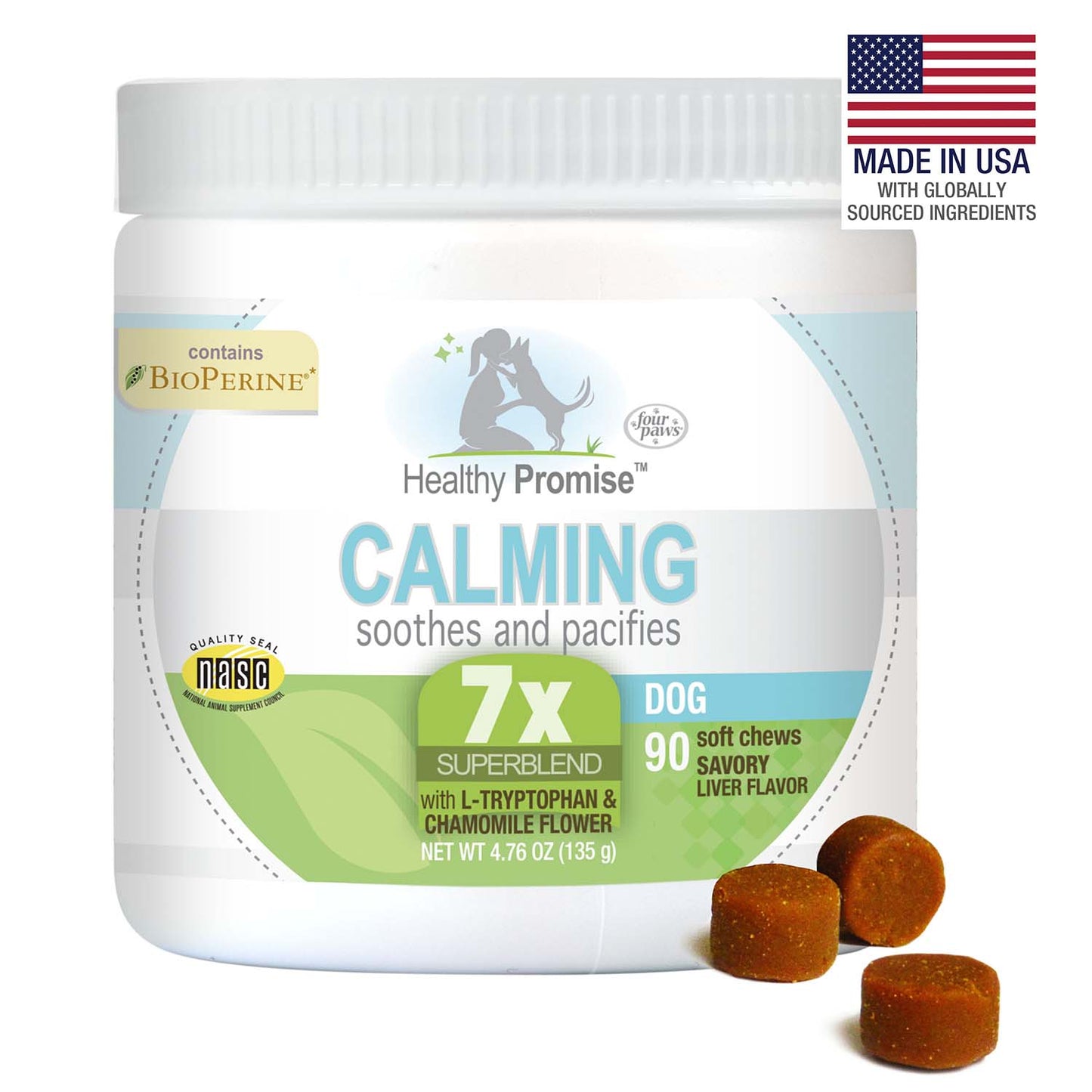 healthy promise calming chews for dogs, savory liver (90 count)