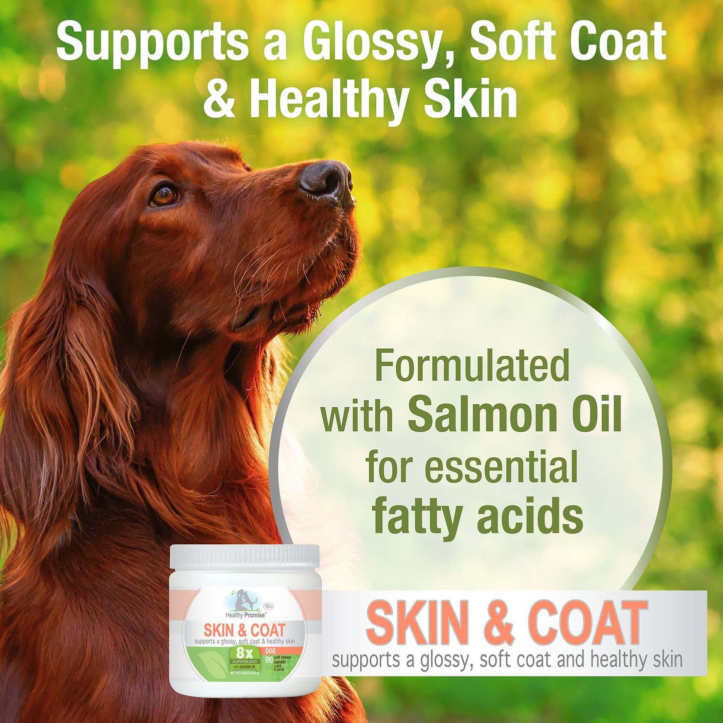 healthy promise skin and coat soft chews for dogs, savory liver (90 count)