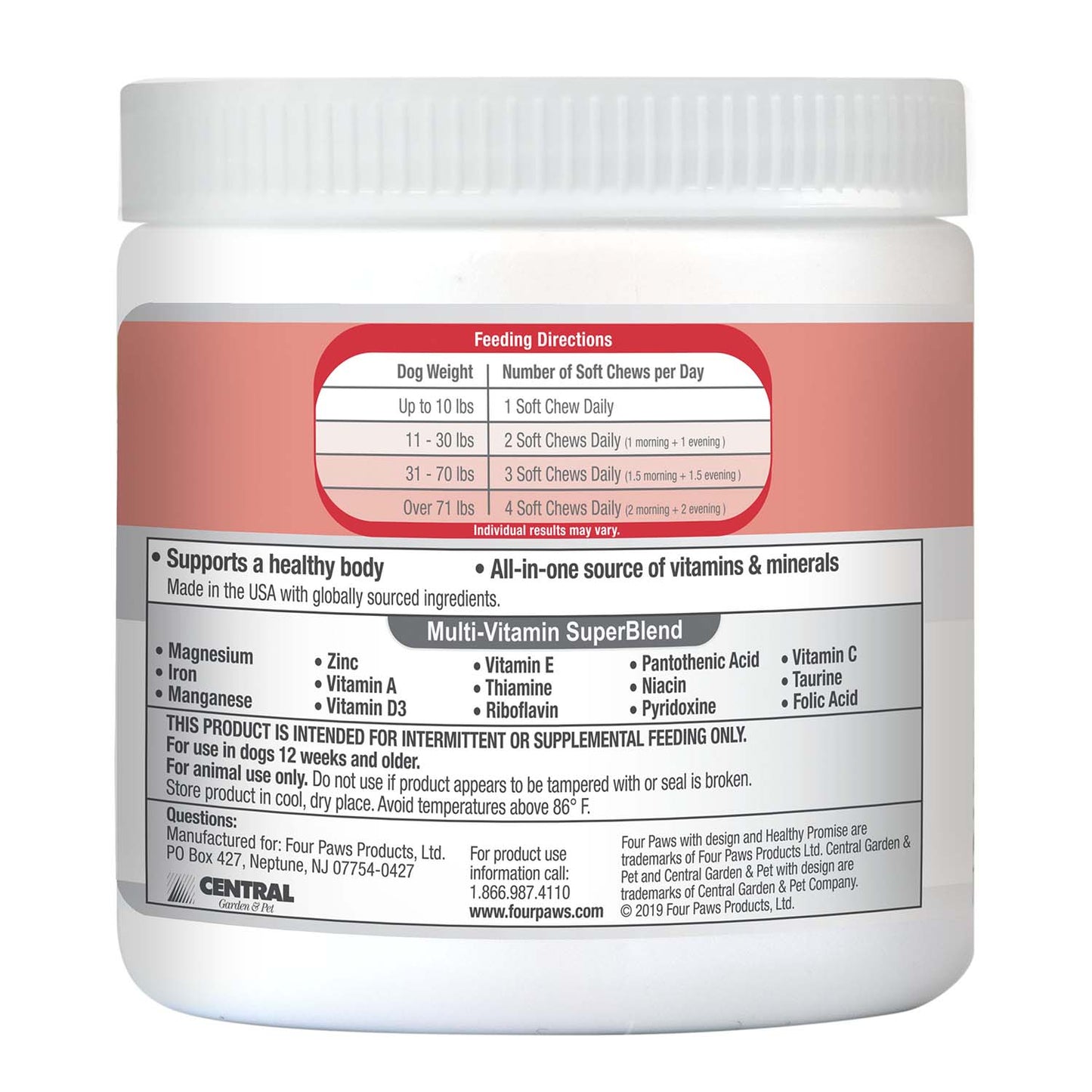 healthy promise dog multivitamin soft chews, savory chicken (120 count)