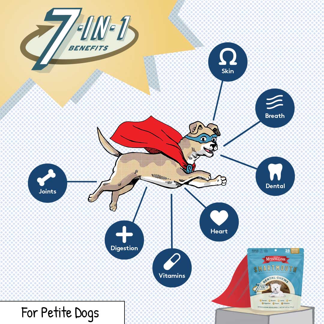 28 ct, p/xs smartmouth 7-in-1 dental chews for dogs