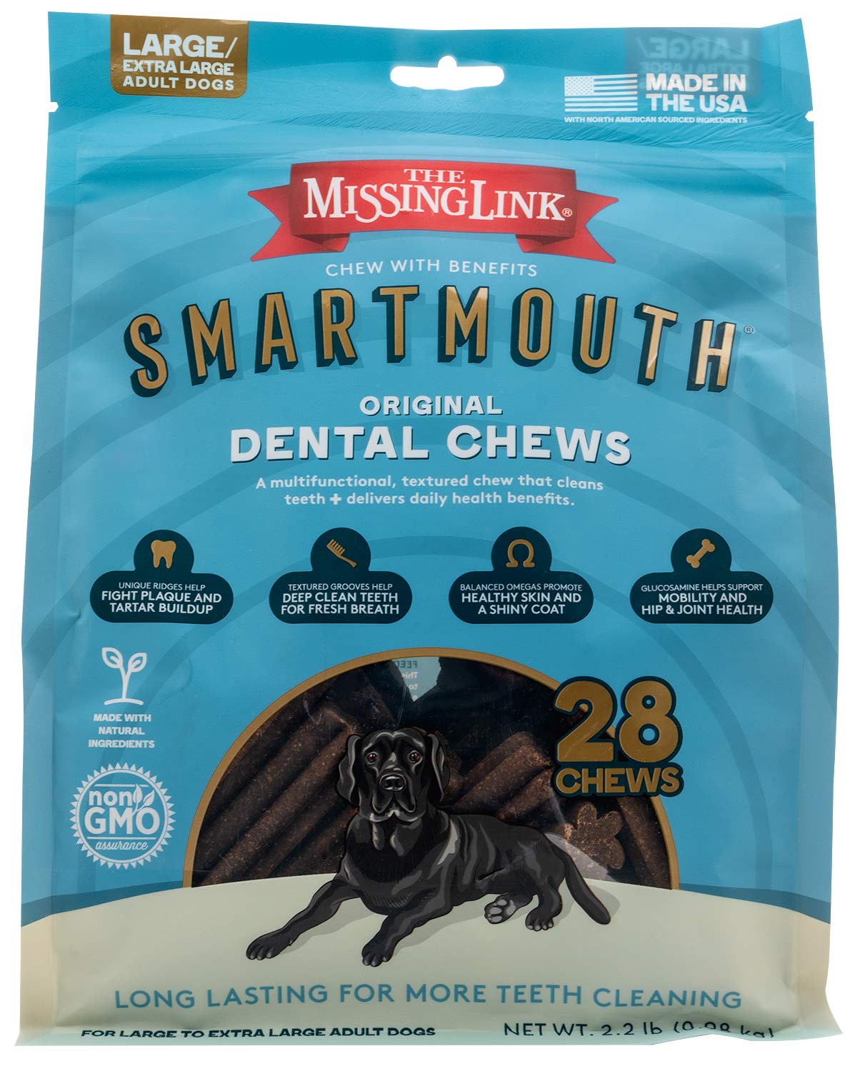 28 ct, l/xl smartmouth 7-in-1 dental chews for dogs