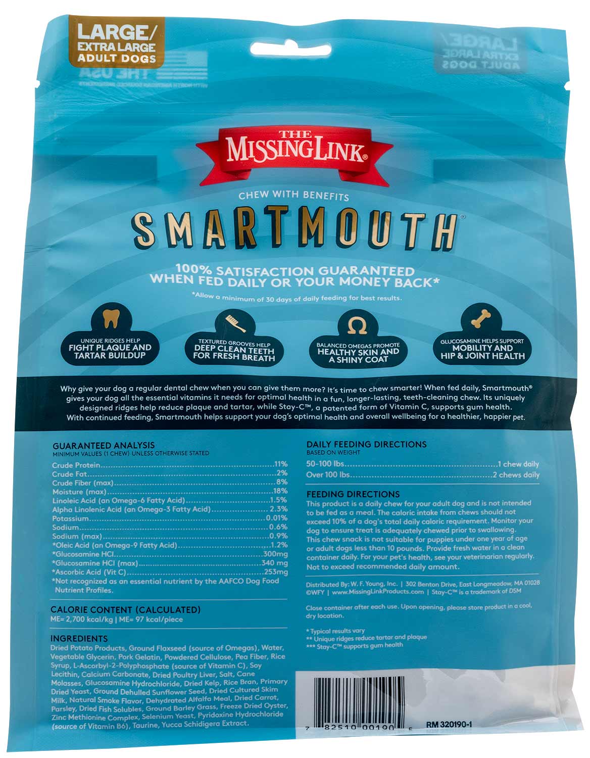 28 ct, l/xl smartmouth 7-in-1 dental chews for dogs