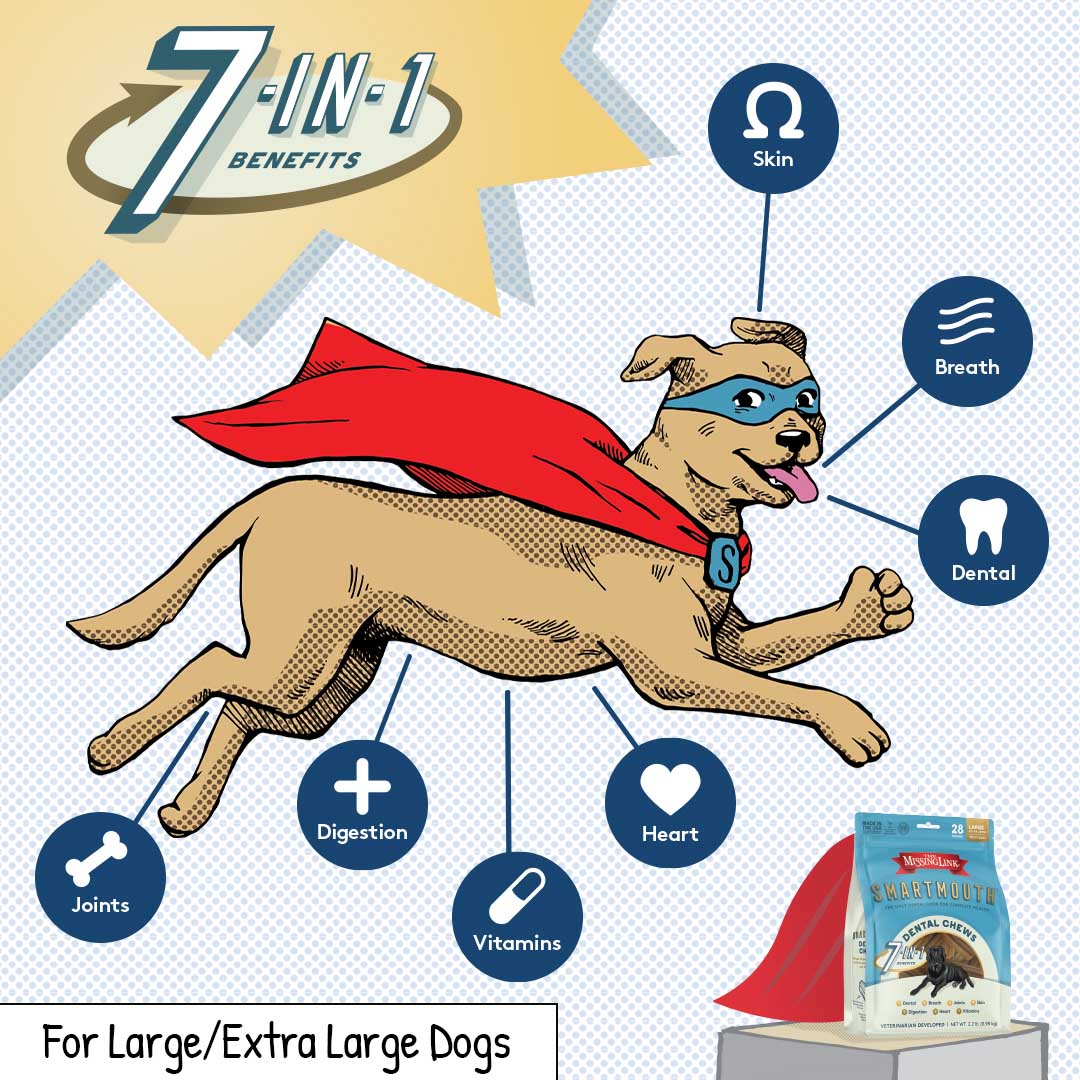 28 ct, l/xl smartmouth 7-in-1 dental chews for dogs