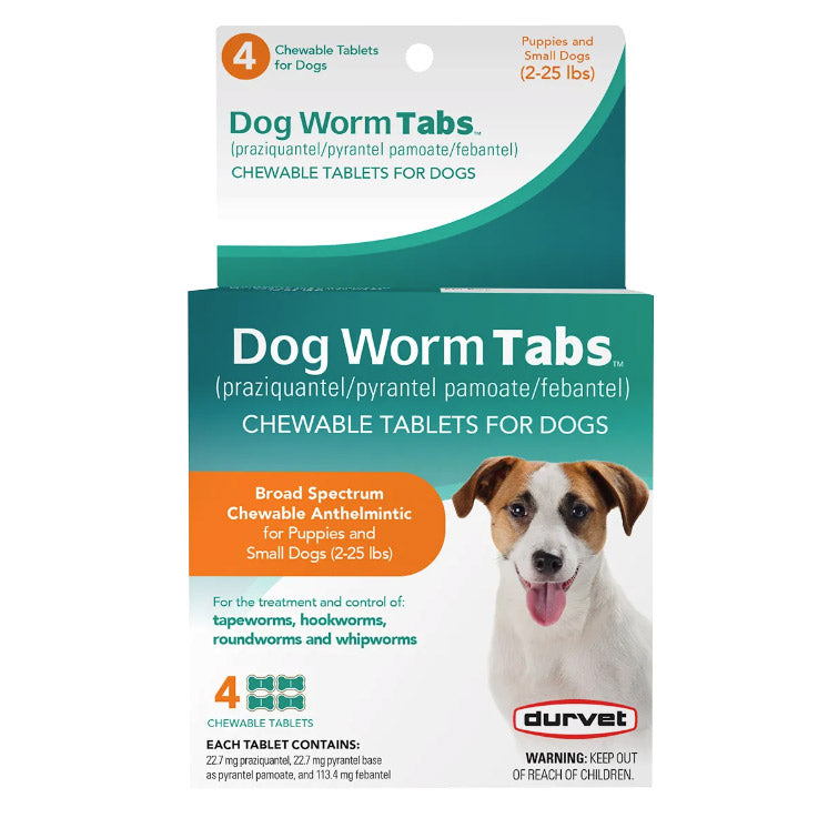 dog worm tabs, 2-25lbs, 4ct