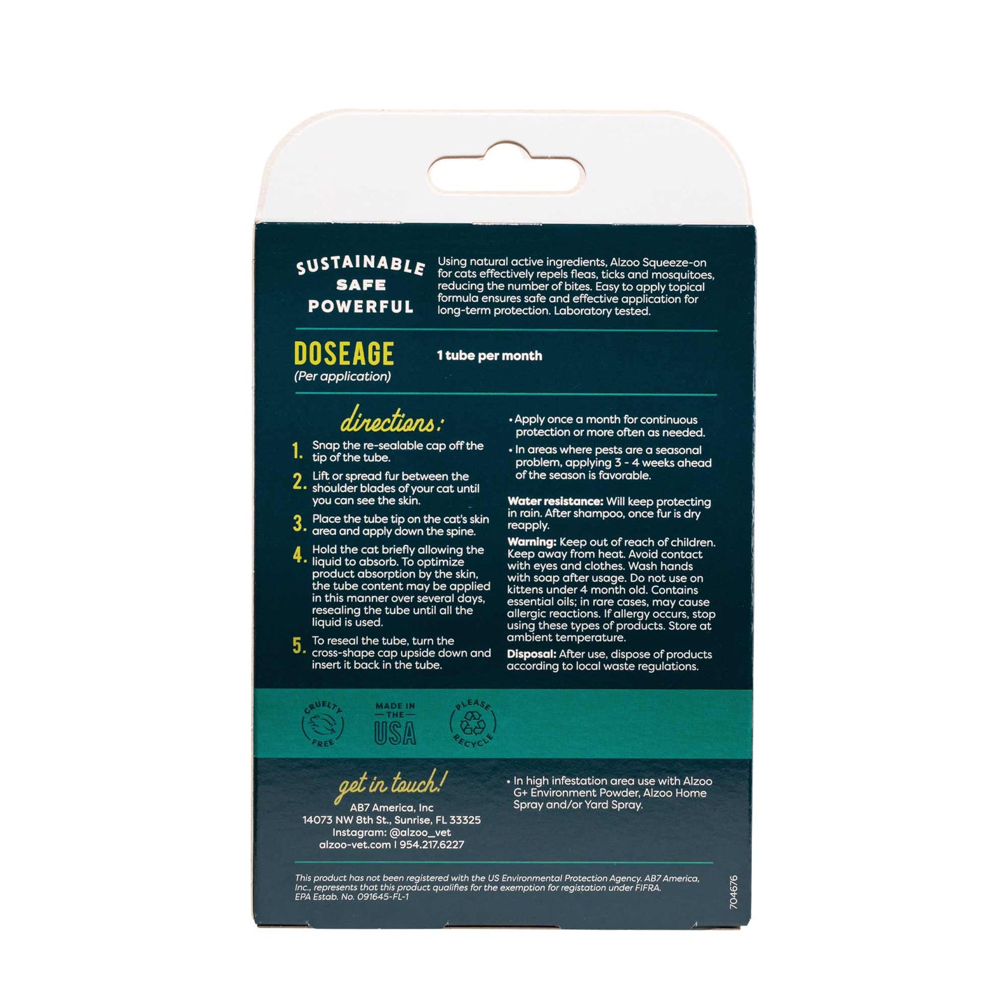 plant based flea & tick squeeze-on cat
