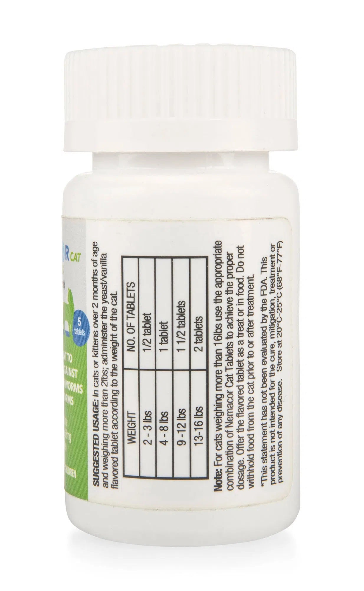 nemacor plus g.i. support supplement for cats, 5 count - small scored tablets with vanilla yeast flavor, promotes digestive wellness & intestinal health