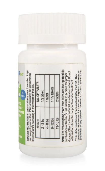 Nemacor Plus G.I. Support Supplement for Cats, 5 Count - Small Scored Tablets with Vanilla Yeast Flavor, Promotes Digestive Wellness & Intestinal Health