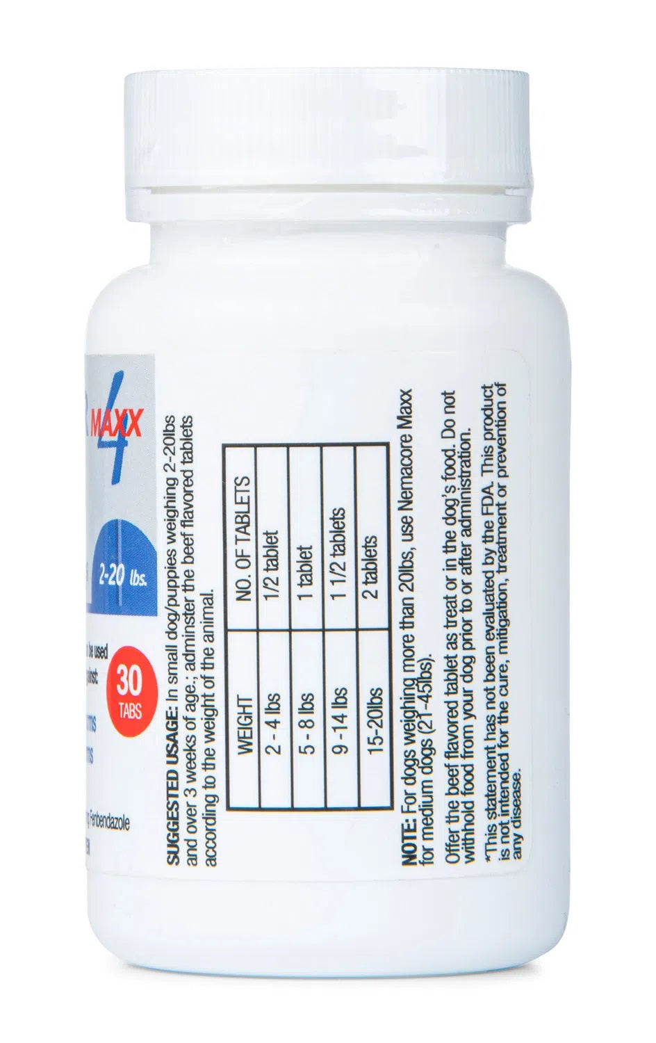 nemacor maxx 4 dogs, beef, 30 ct size: dog 2-20 lb
