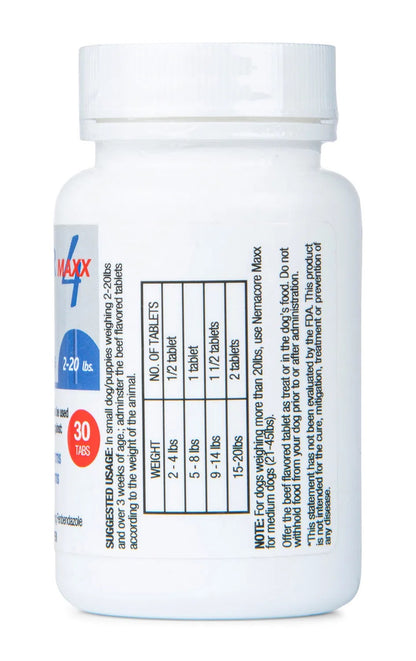 Nemacor Maxx 4 Dogs, Beef, 30 ct Size: Dog 2-20 lb