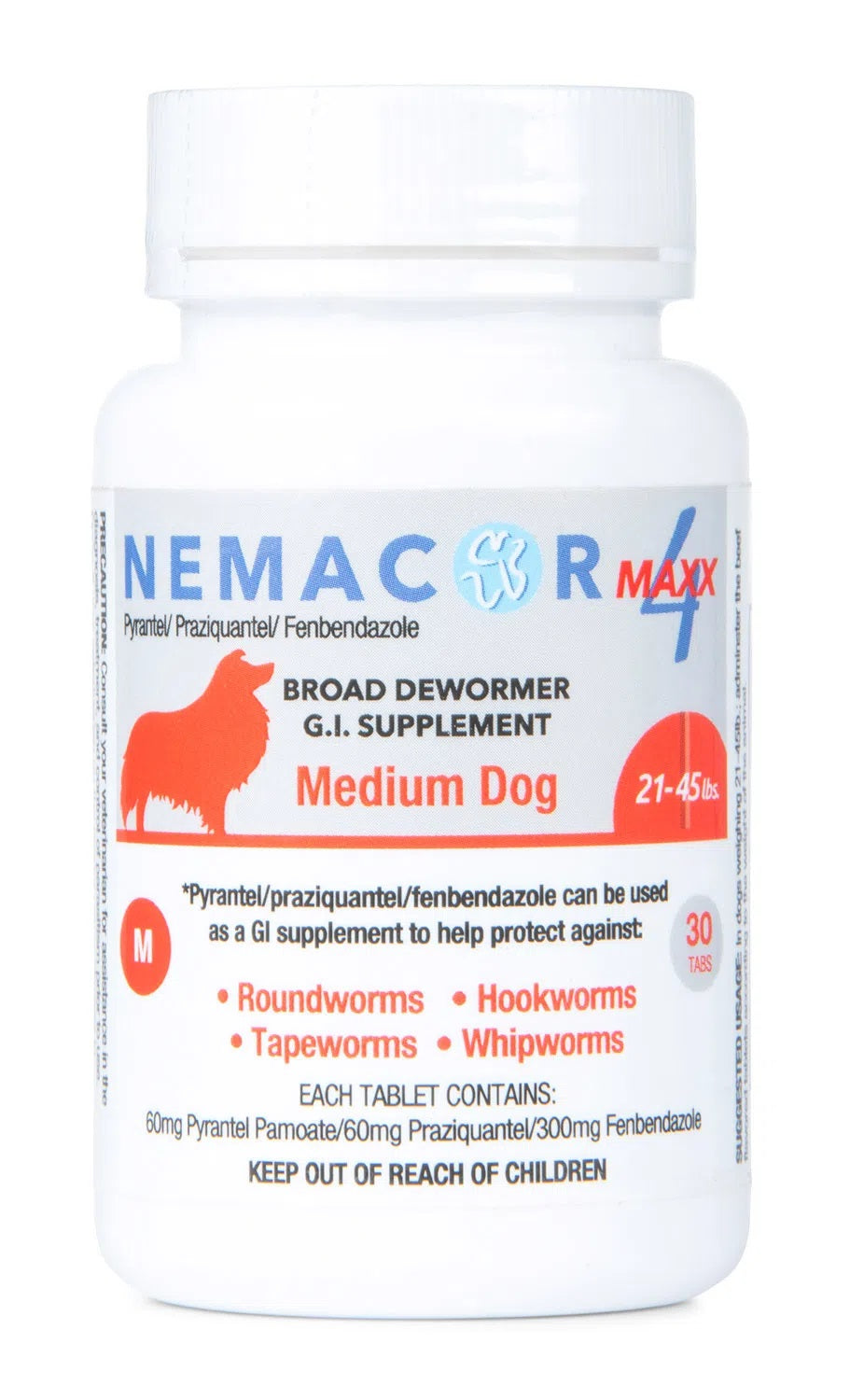 nemacor maxx 4 dogs, beef, 30 ct sz: dog 21-45 lb