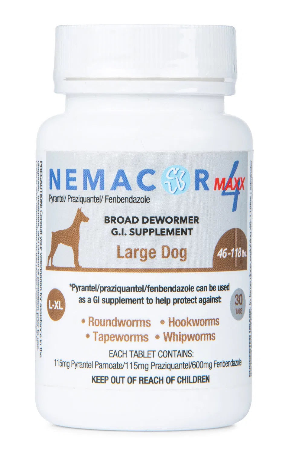 nemacor maxx 4 dogs, beef, 30 ct sz: dog 46-118 lb