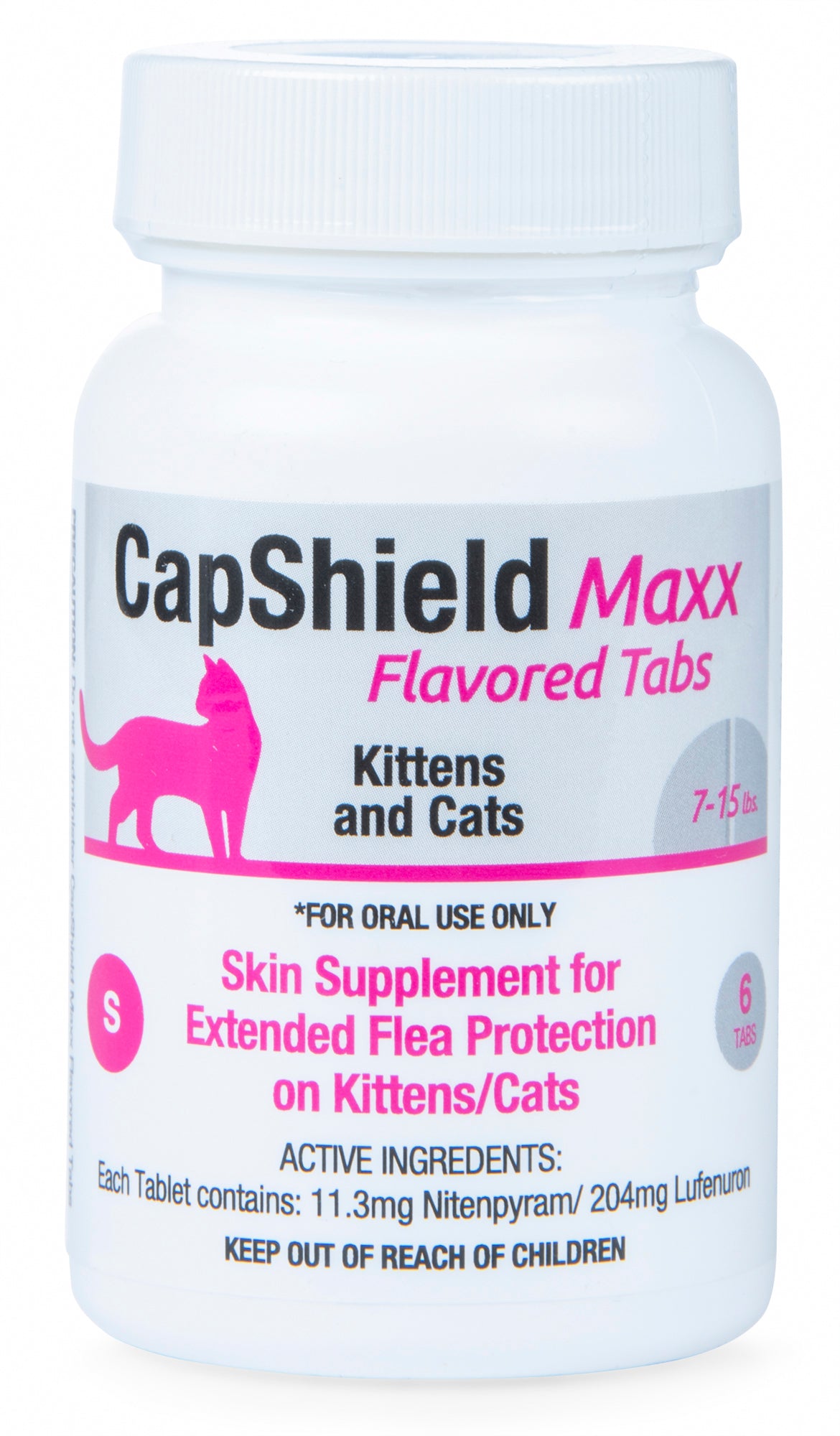 capshield maxx tabs for cats, 7-15 lb, 6 ct, pink/tuna