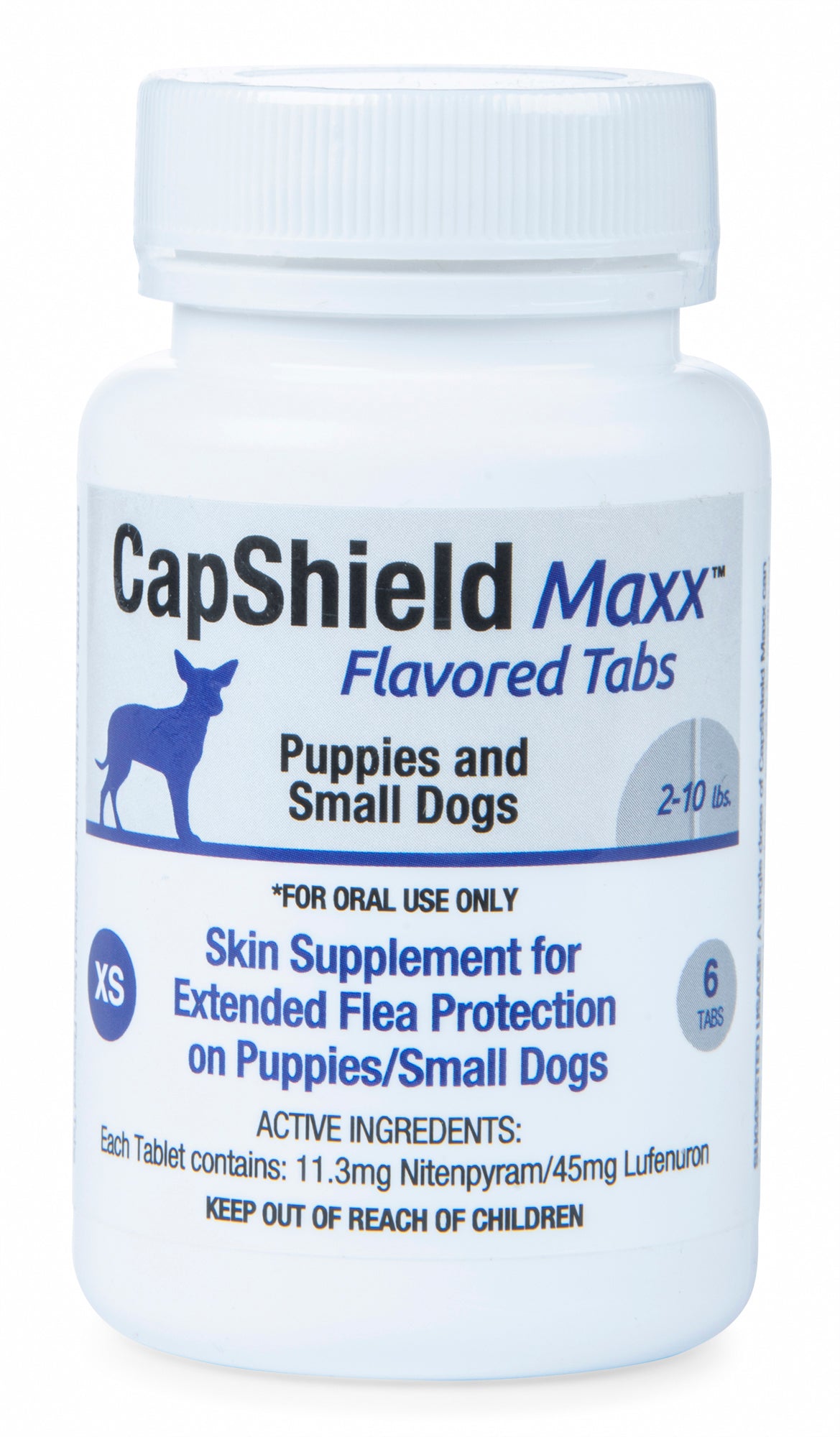 capshield maxx tabs for x-small dogs, 2-10 lbs, 6 ct, blue/beef