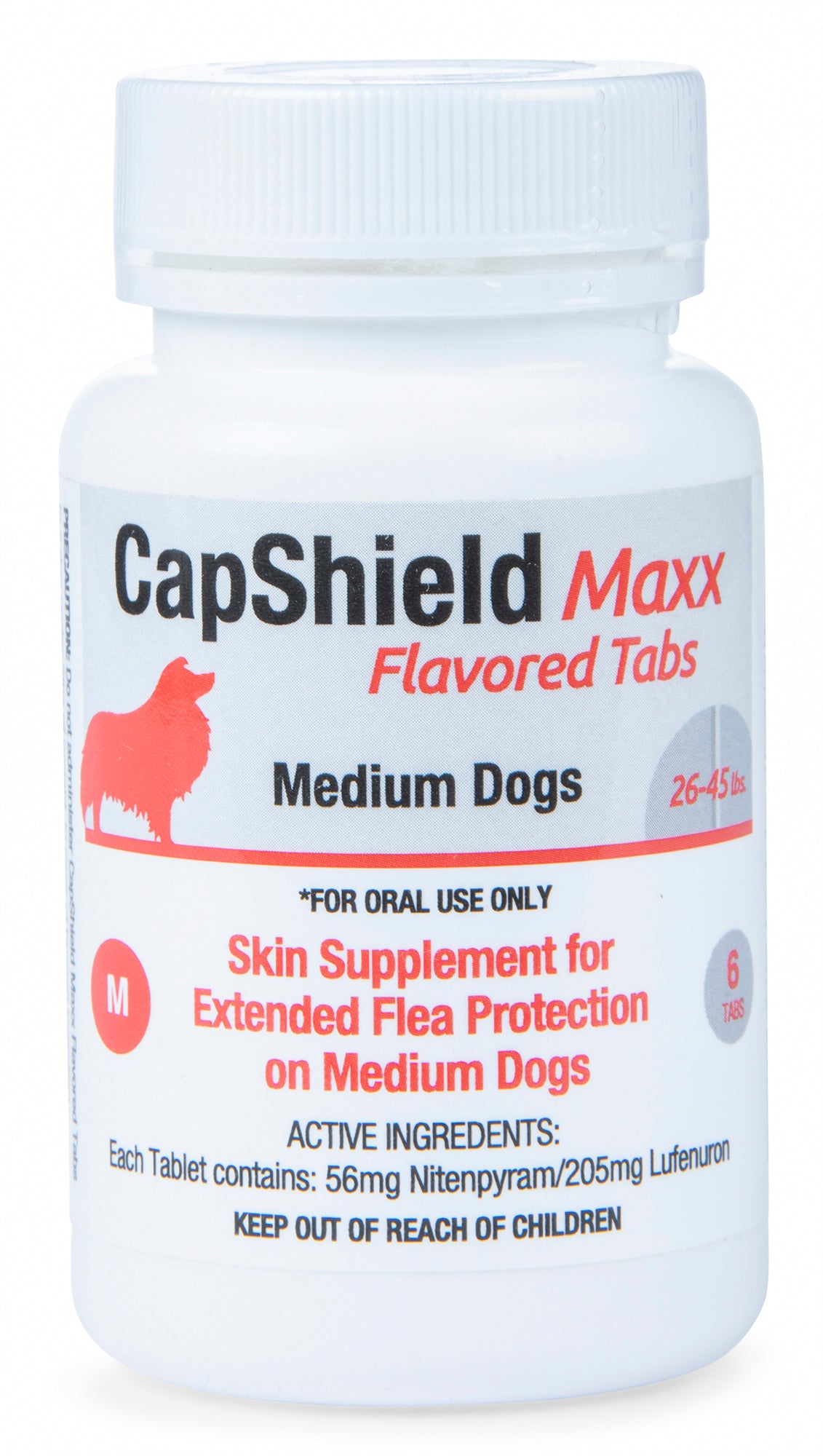 capshield maxx tabs for med dogs, 26-45 lbs, 6 ct, orange/beef