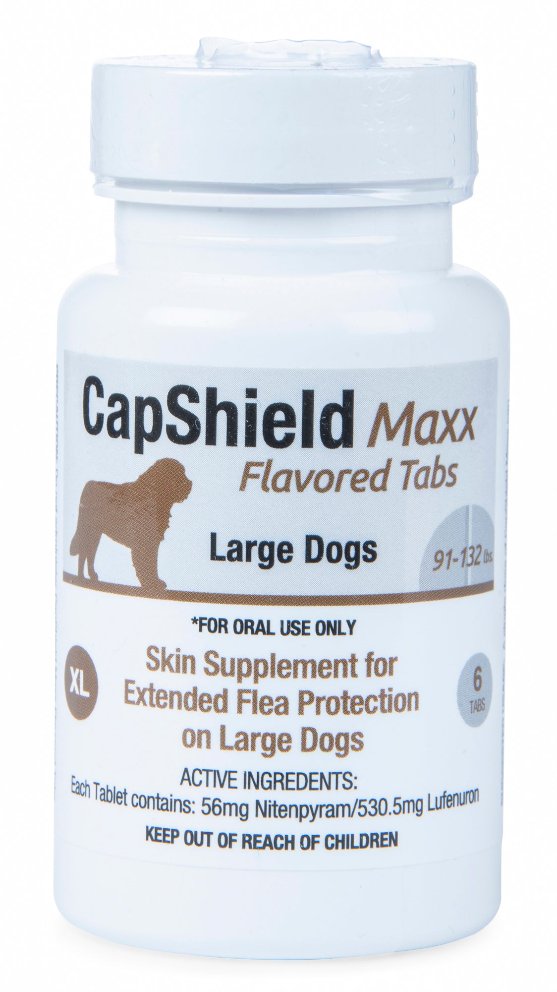 capshield maxx tabs for x-large dogs, 91-132 lbs, 6 ct, brown/beef