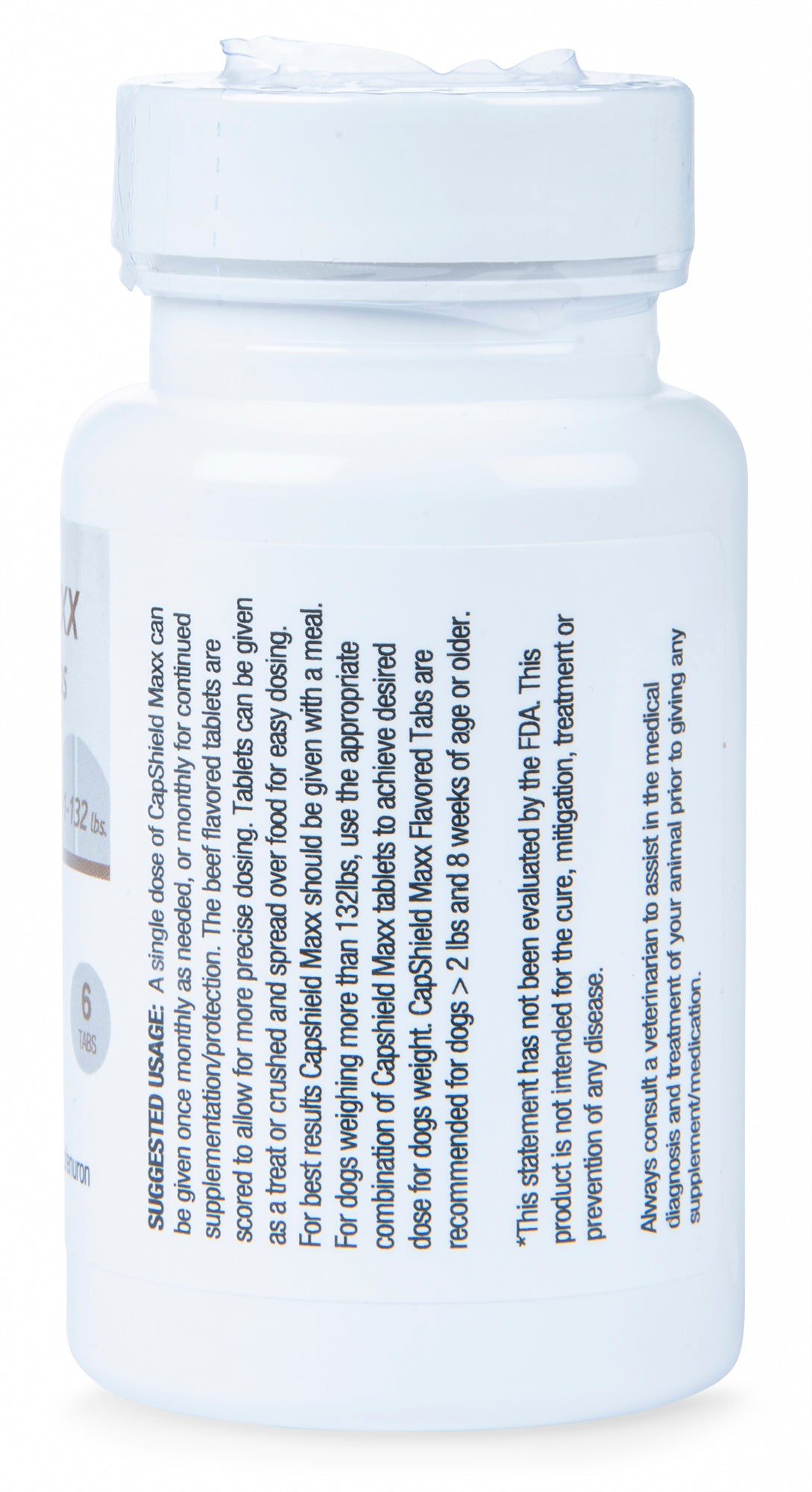 capshield maxx tabs for x-large dogs, 91-132 lbs, 6 ct, brown/beef