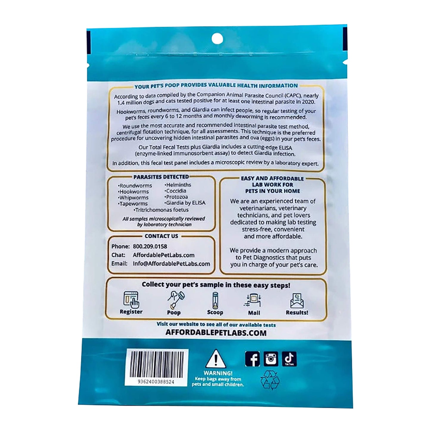 affordable pet labs total fecal tests plus giardia for dogs and cats easy home kit