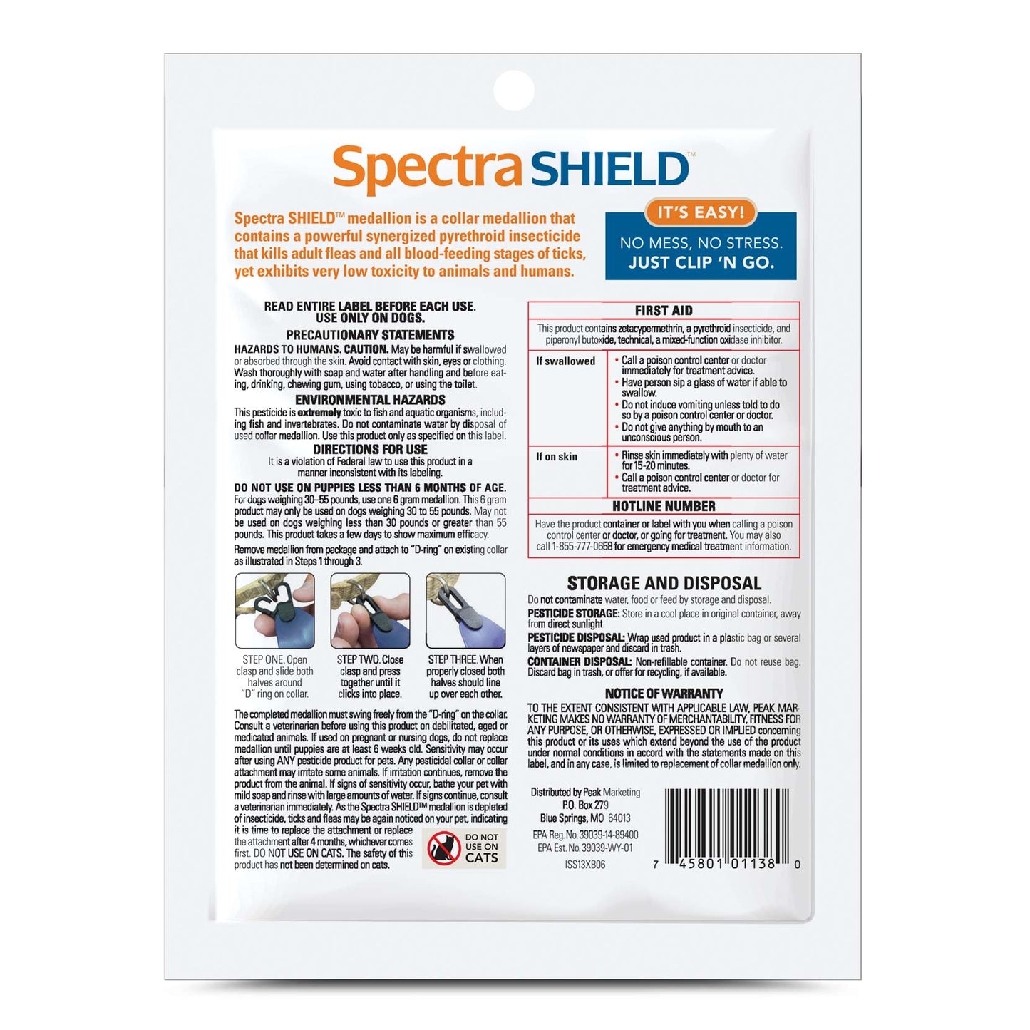 spectra shield medallion, medium dogs 30 to 55 lbs.