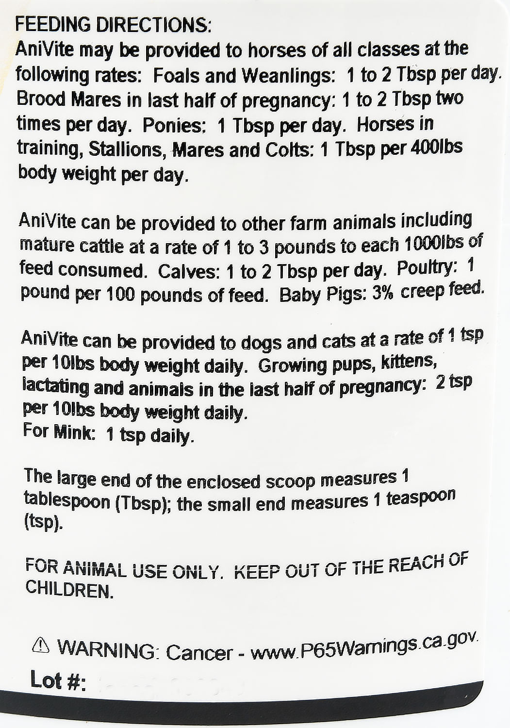 anivite, 5 lb bucket