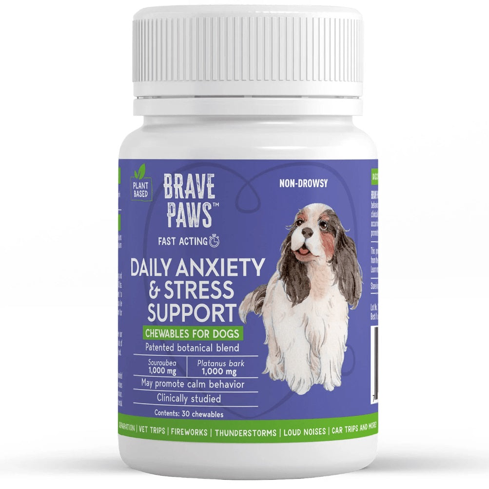 brave paws anxiety & stress support chewables, beef, 30 ct